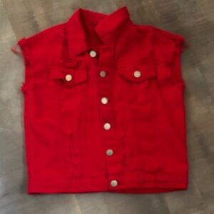 SHEIN Bright Red Kids Jean Jacket